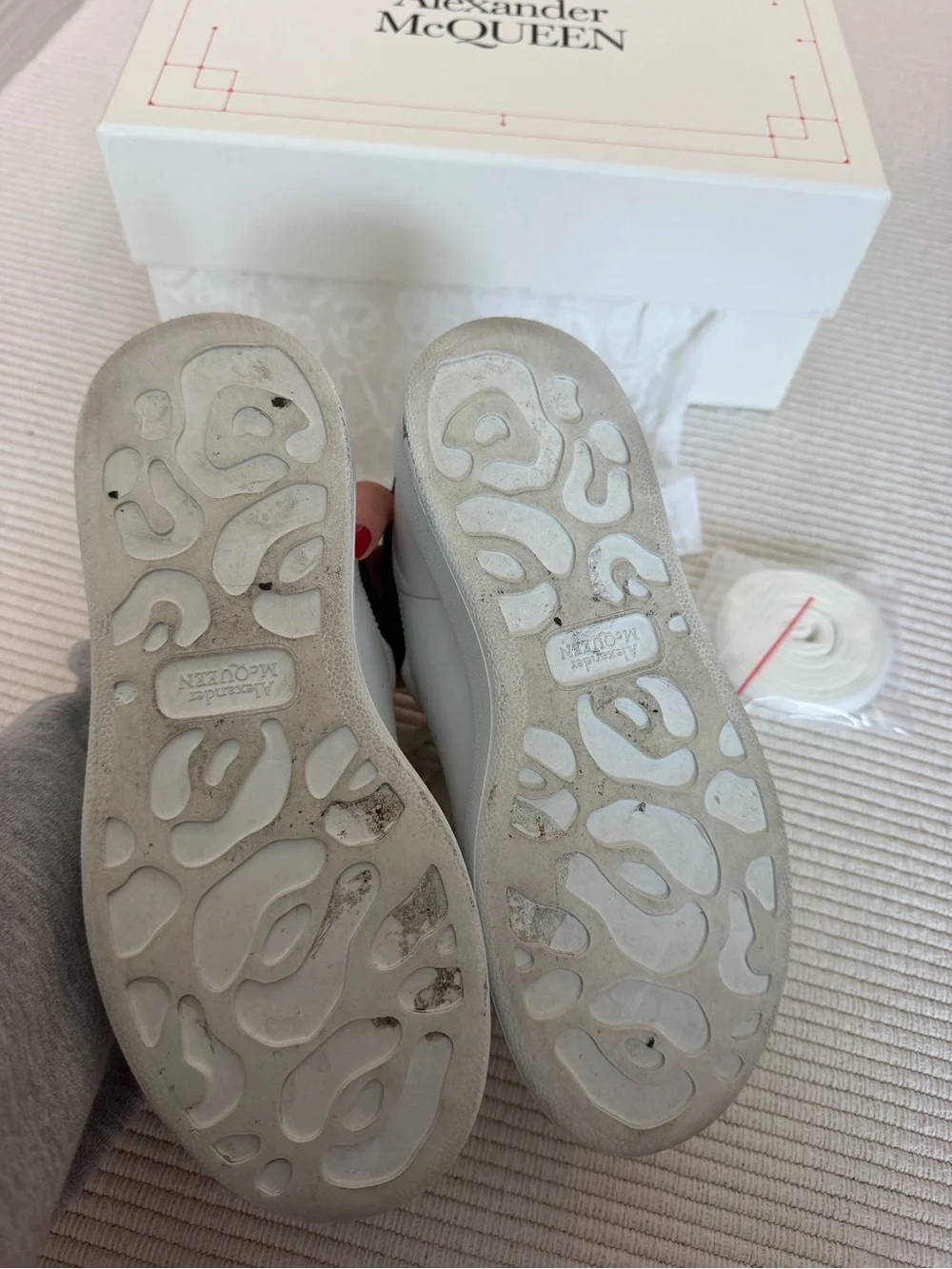 Alexander McQueen White Leather Sneakers with Cream Laces